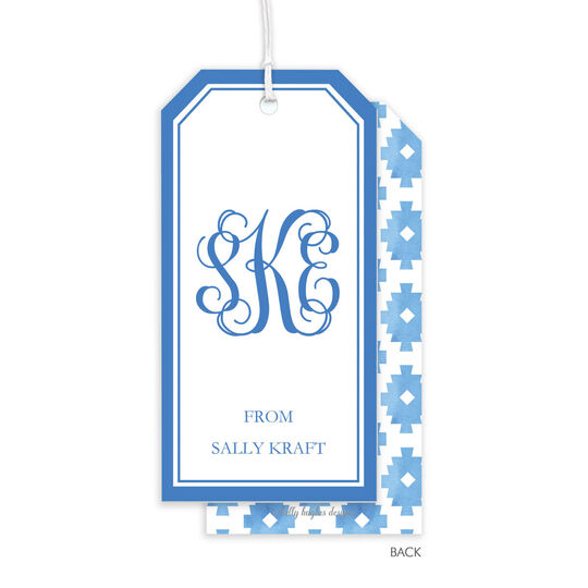 Blue Aztec Vertical Large Hanging Gift Tags